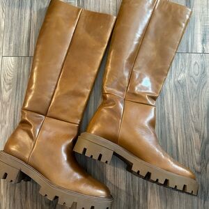 Zara Tan Leather Heeled Boots NWOT